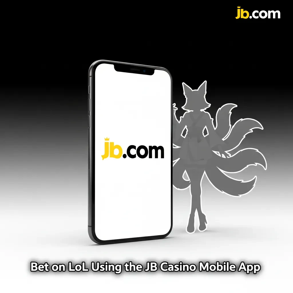 Smartphone showing JB Casino app with League of Legends live odds, cash out, and bet slip.