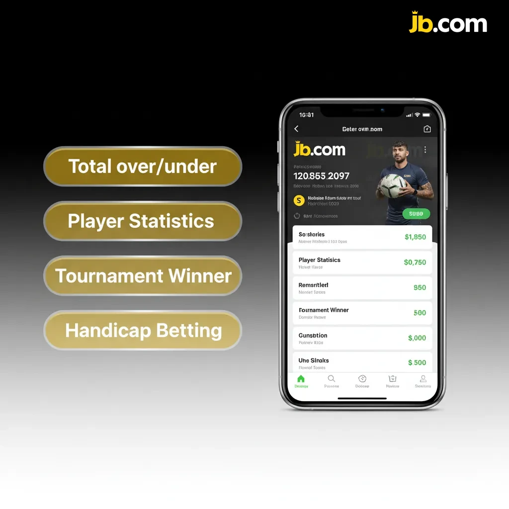 JB Casino Mobile screen listing bet types: Moneyline, Spread, Totals, Parlay, Treble, Line, In-play, showing potential payout