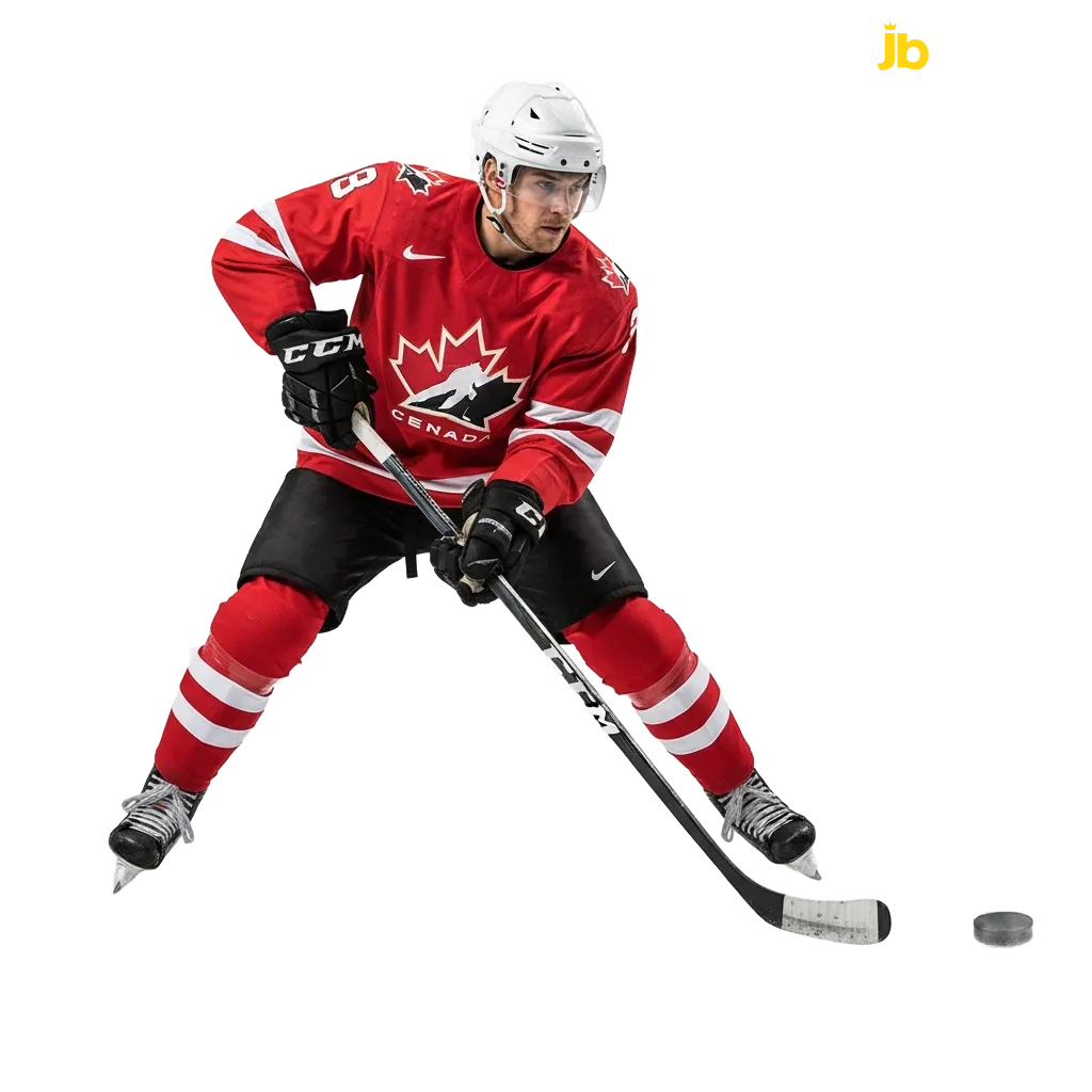 JB Casino Ice Hockey betting interface with live odds, markets, stats, props, and cash out.