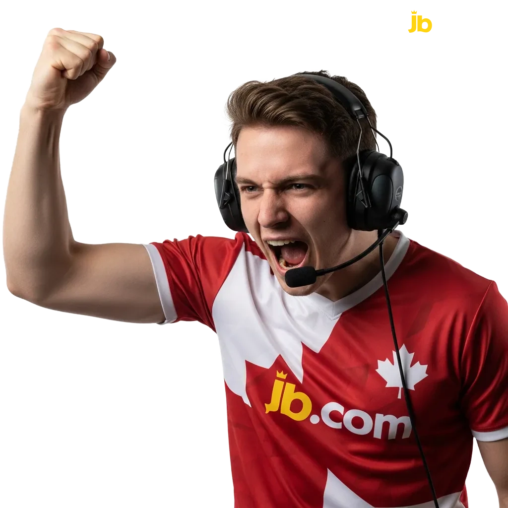 JB Casino esports betting in Canada on a phone, live odds, fast markets, and 120% welcome bonus.