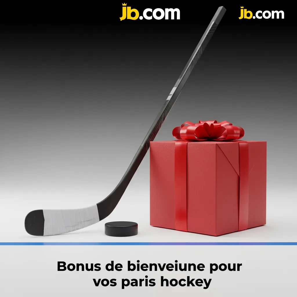 Visuel de promotion d’un bonus de bienvenue pour paris hockey, appli mobile avec palet, cotes et bouton Inscription.