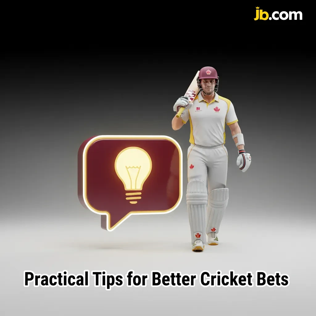 Infographic: tips for better cricket bets—study form, read conditions, match state, bankroll, live betting, site tools.