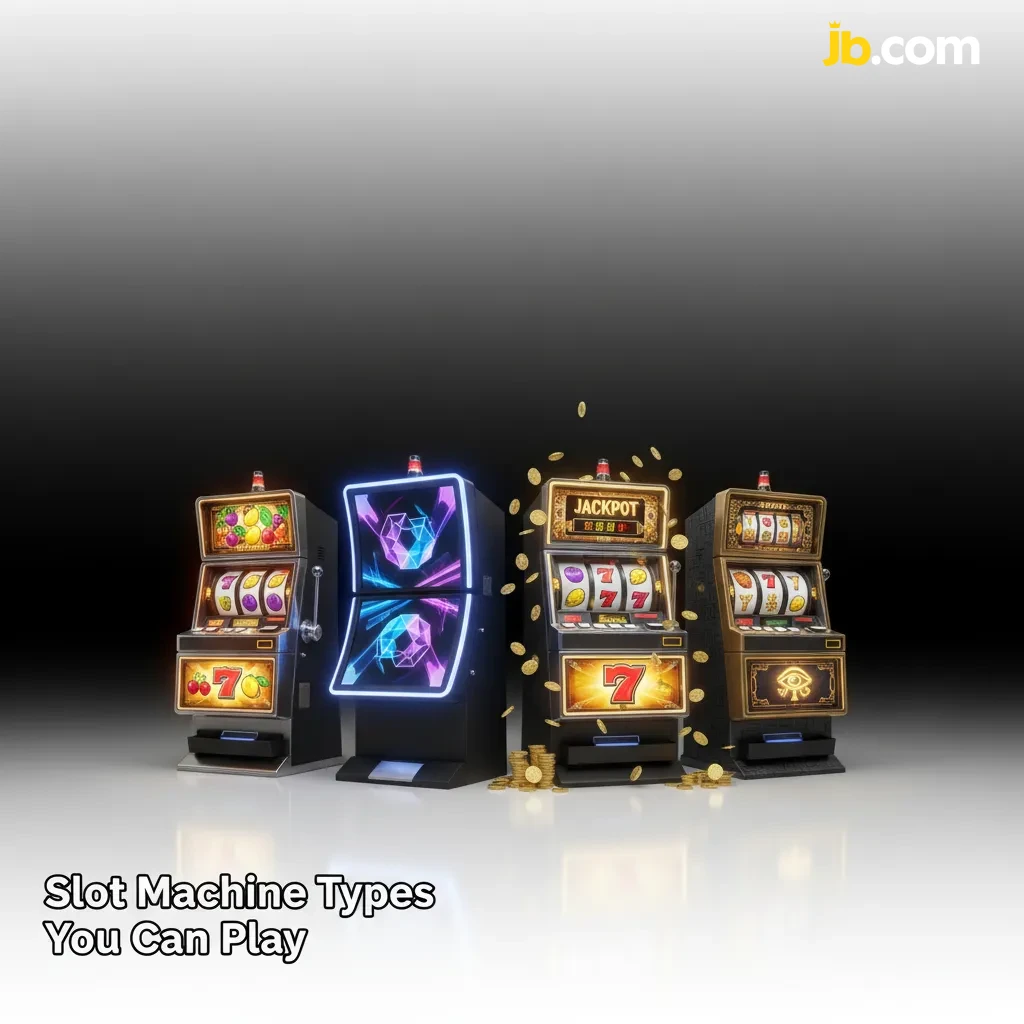 Graphic of slot types: Classic 3‑Reel, Video, Megaways, Progressive, Fixed, Cluster Pays, Hold & Win, and more (3,500+).