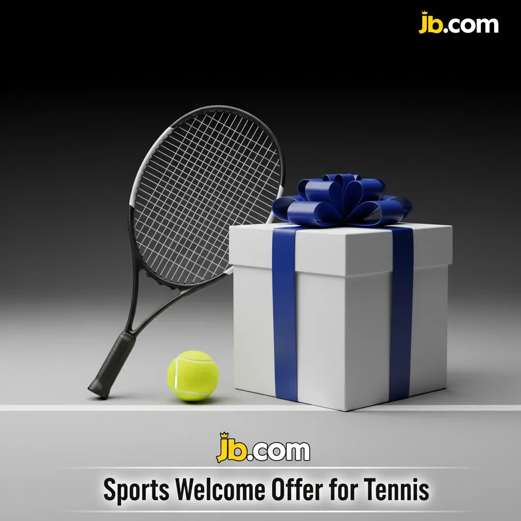 JB Casino sports welcome offer for tennis with ball and racket graphic; new customers only, terms apply.