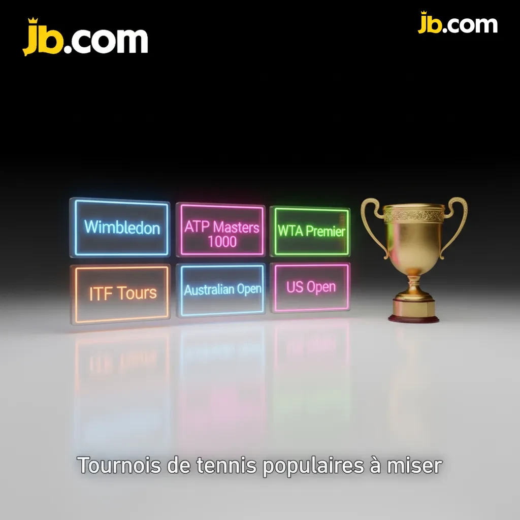 Illustration des circuits et tournois de tennis à miser, avec Grands Chelems, ATP/WTA, surfaces et cotes.