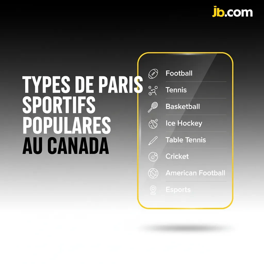 Infographie des types de paris sportifs au Canada: hockey, football canadien, basketball, soccer, tennis; live et pré-match.
