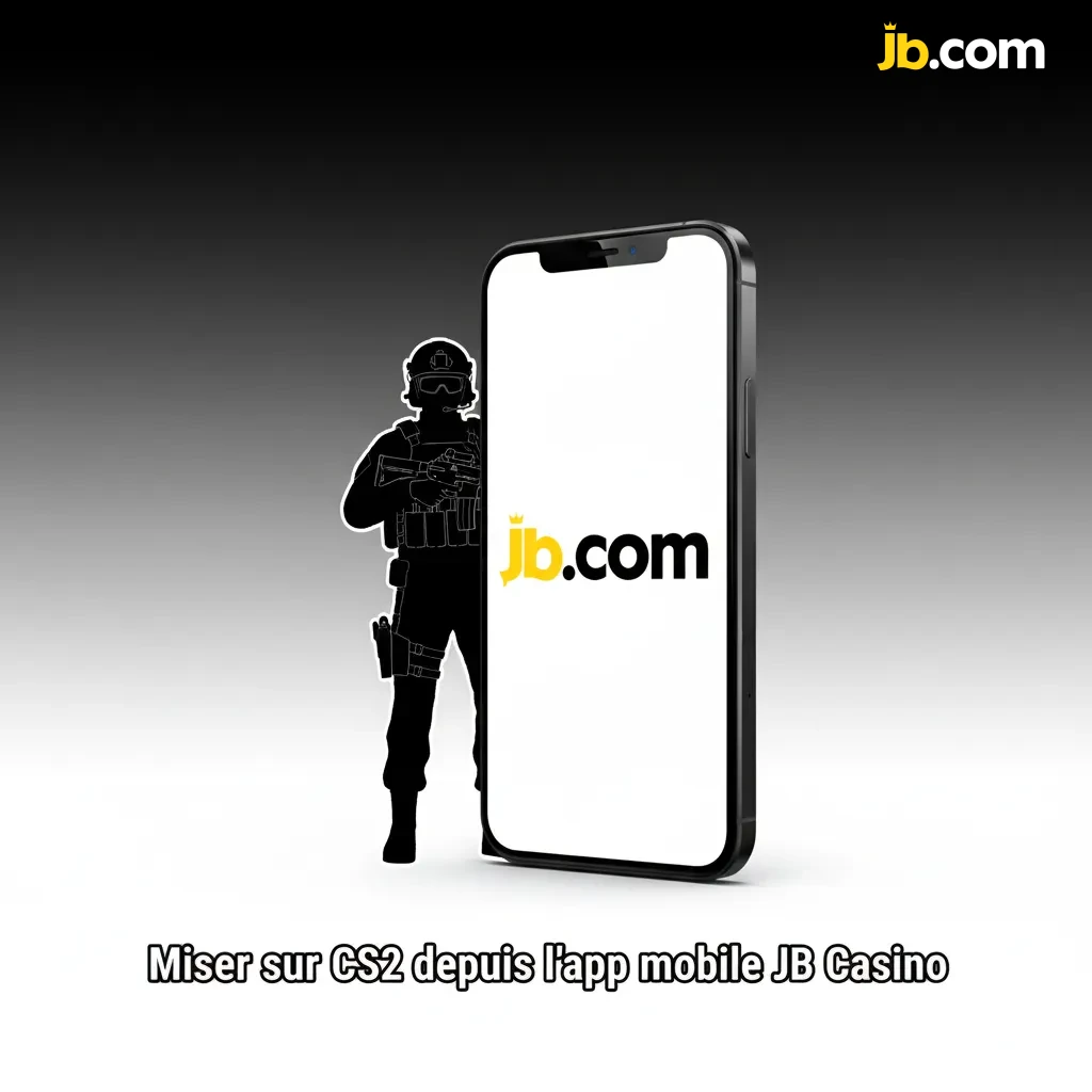Écran de l'app JB Casino montrant Esports: cotes CS2 en direct sur mobile iOS/Android, notifications.