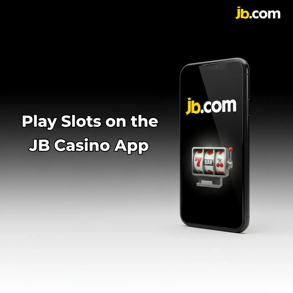 Smartphone showing JB Casino app slots lobby with bottom navigation and quick access to cashier, support, and filters.