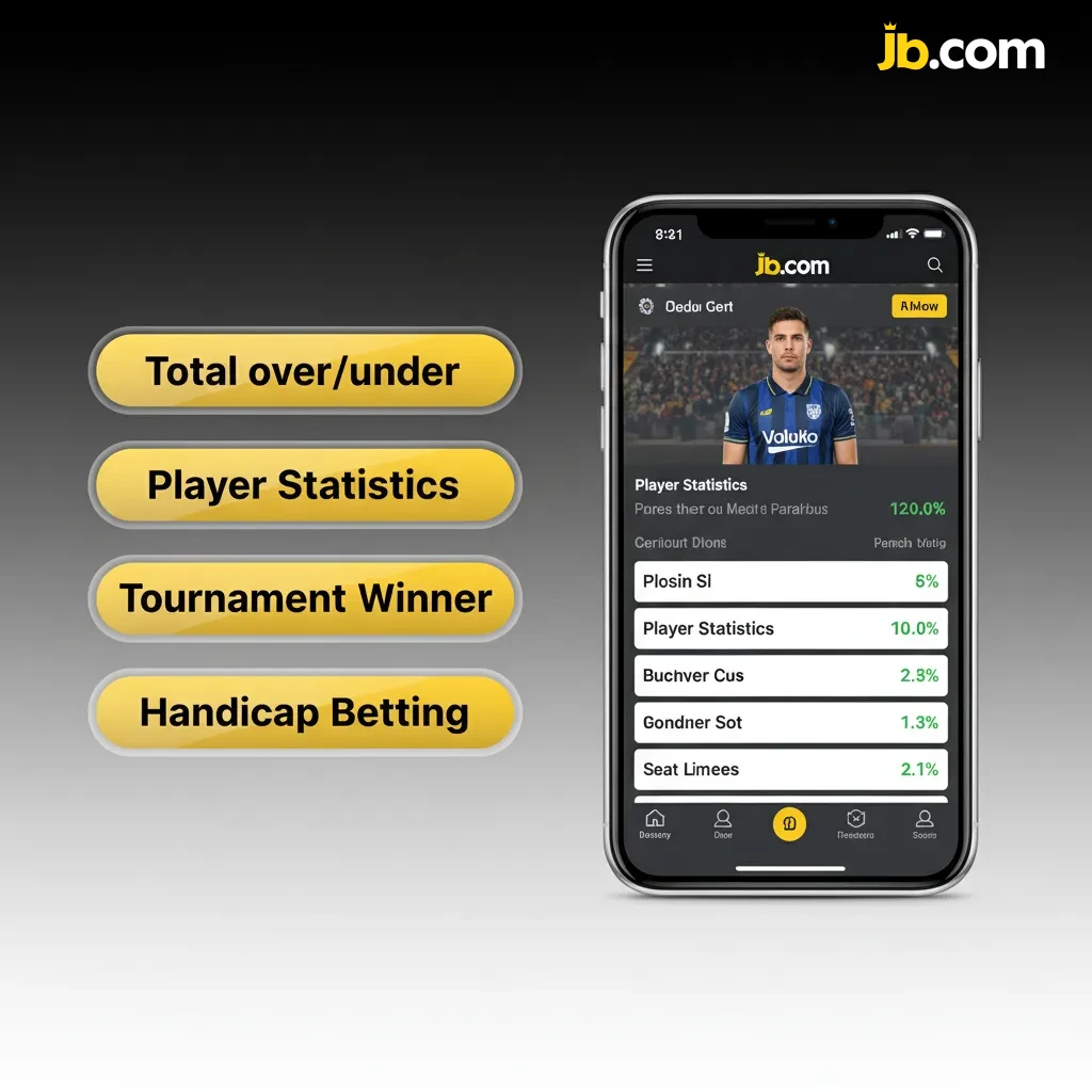 Infographie de l’app JB Casino présentant les types de paris: simple, combiné, système, live, handicap/over-under.